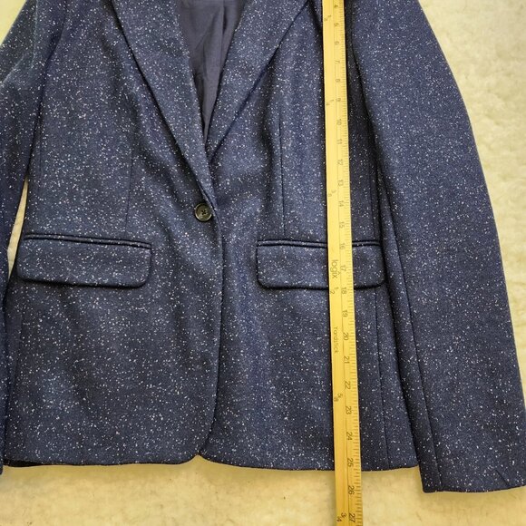 Loft Blazer Jacket 8 Speckled Navy Blue Academia Office Lined Preppy Old Money - Picture 2 of 10